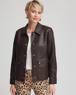Snap Front Faux Leather Jacket | Chico's